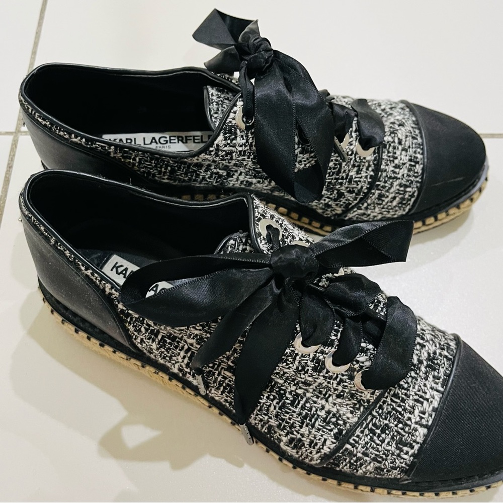 ❤️ KARL LAGERFELD TIE UP Tweedy Shoes!